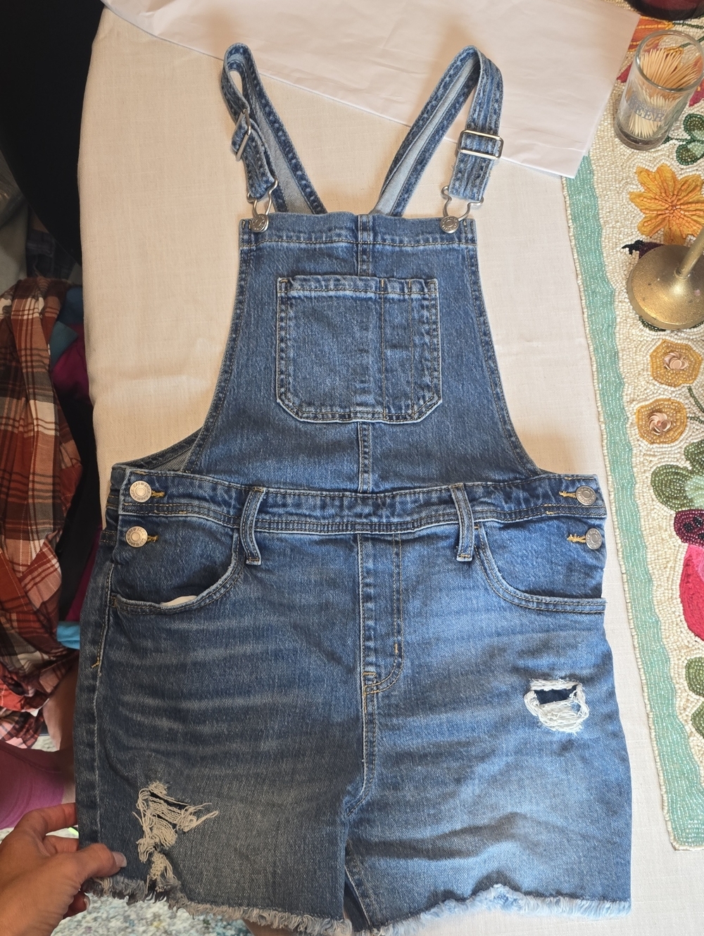 Girl's Cat And Jack Denim Overall Shortalls - Blue